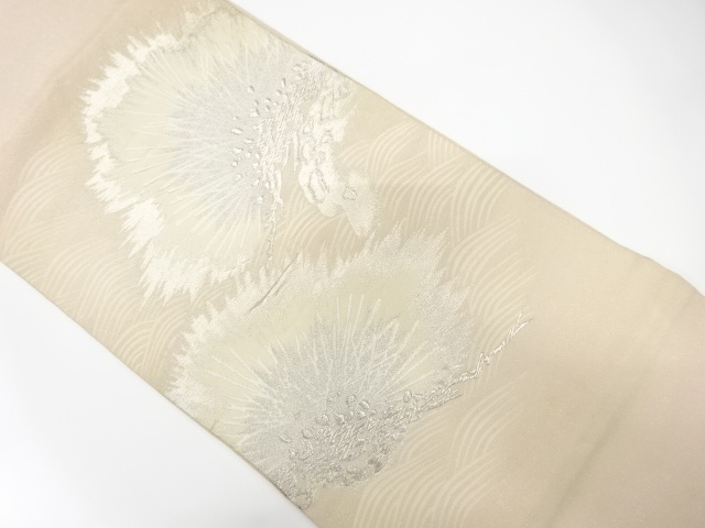 JAPANESE KIMONO / ANTIQUE FUKURO OBI / SILK / TSUZURE / WOVEN ROUGH WAVE